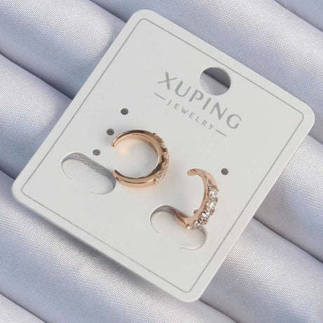 Xuping Rose Renk Zirkon Taşlı Ay Model Earcuff Küpe