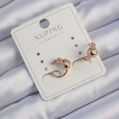 Xuping Rose Renk Zirkon Taşlı Bombeli Topçuk Earcuff Küpe