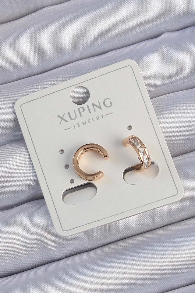 Xuping Rose Renk Zirkon Taş Kaplama Earcuff Küpe