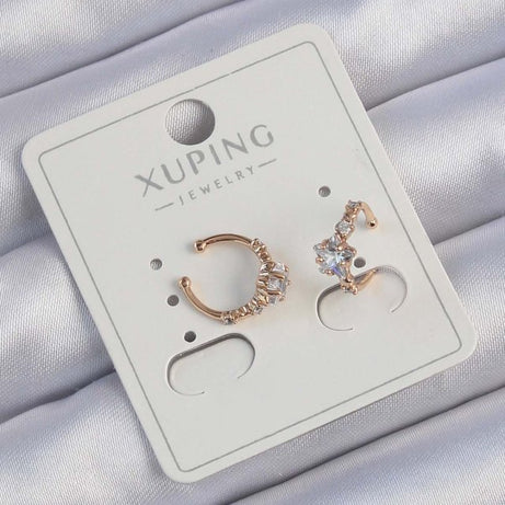 Xuping Rose Renk Zirkon Taşlı Yıldız Model Earcuff Küpe