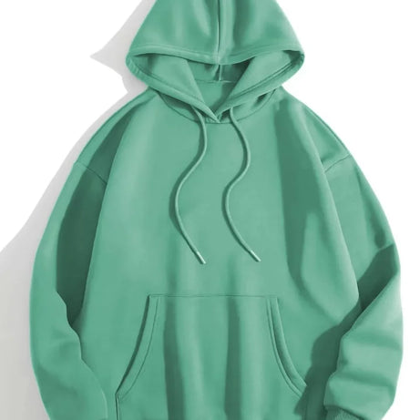 Erkek Düz Kapüşonlu Sweat - Mint Yeşili