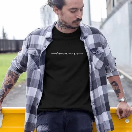 Erkek Bisiklet Yaka Baskılı Oversize T-Shirt - Siyah