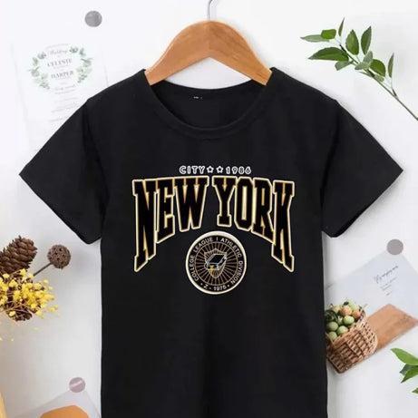 Çocuk Unisex Baskılı T-Shirt - Siyah