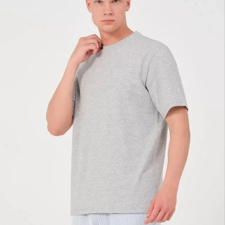 Unisex Düz Biskilet Yaka Oversize T-shirt - Gri