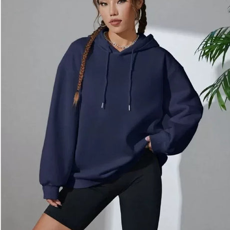 Erkek Uzun Kol Kapşonlu Basic Sweatshirt Hoodie - Lacivert