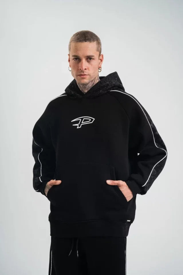 POLIZEI Premium Kalite Unisex Kapşonlu Ara Biyeli SweatShirt - Siyah