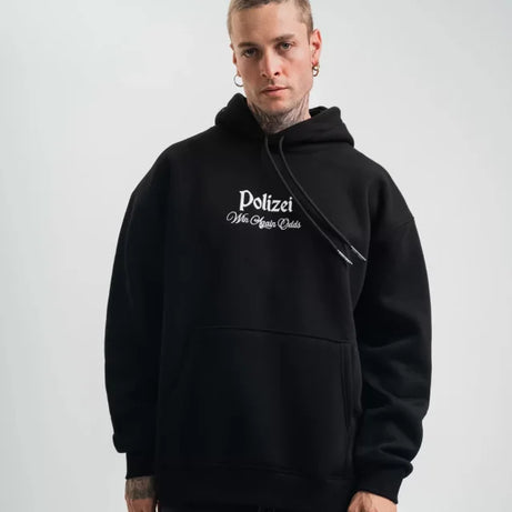 POLIZEI Premium Kalite Kapşonlu Dijital Patchli SweatShirt - Siyah