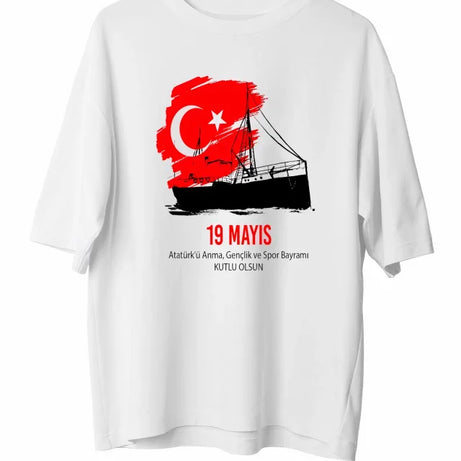 19 Mayıs 20/1 Unisex Baskılı T-shirt - Beyaz