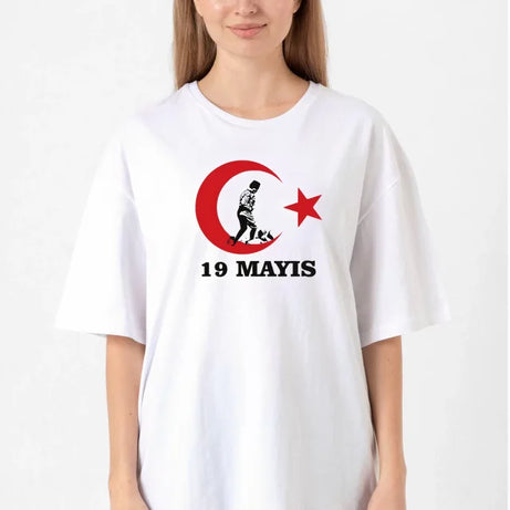 19 Mayıs 20/1 Baskılı T-shirt - Beyaz