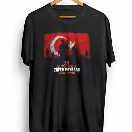 30 Ağustos Atatürk Baskılı T-shirt - Siyah