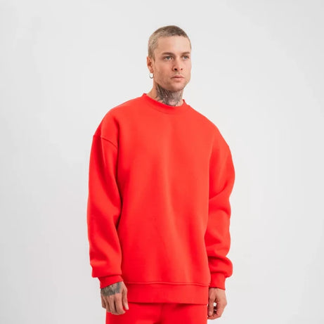 Uzun Kol Bisiklet Yaka Basic SweatShirt - Kırmızı