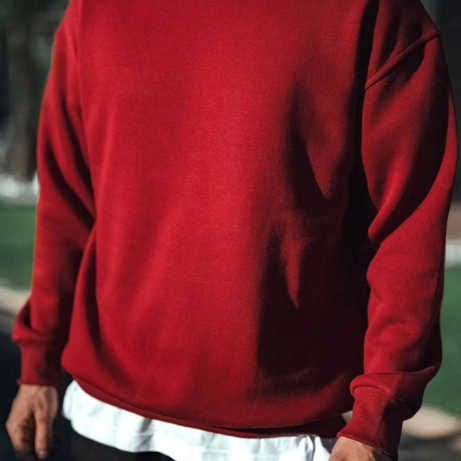 Kışlık Bisiklet Yaka Üç İplik Basic SweatShirt - Bordo