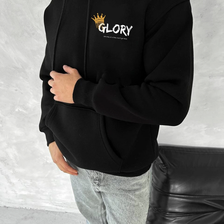 Kışlık Üç İplik Kapşonlu SweatShirt - Siyah