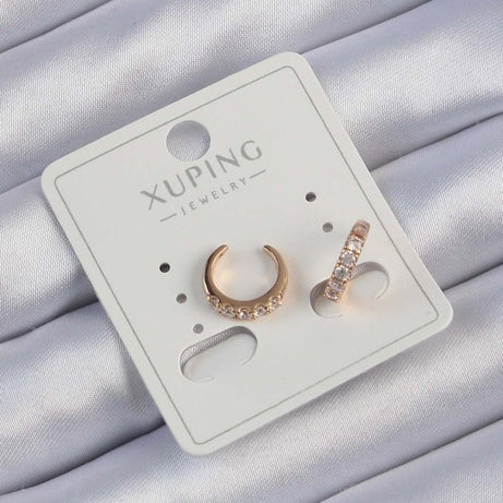 Xuping Rose Renk Zirkon Taşlı Ay Görünümlü Earcuff Küpe